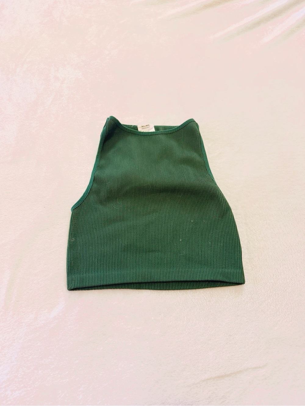 Cotton On Dark Green Ribbed High Neck Crop Tank